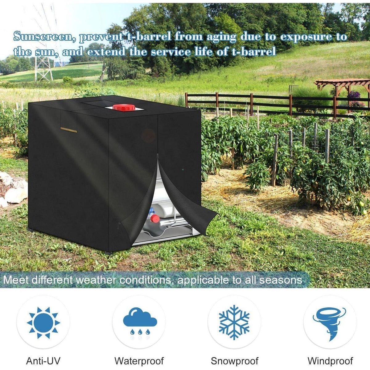 IBC Wassertank Abdeckung 600L – UV-Schutz & Belüftung 120x80x100cm