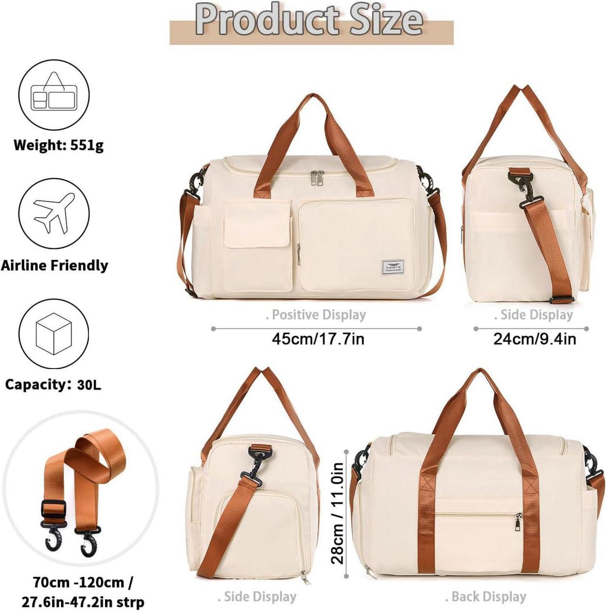 35L Damen Sporttasche mit Schuhfach und Nassfach, Weekender