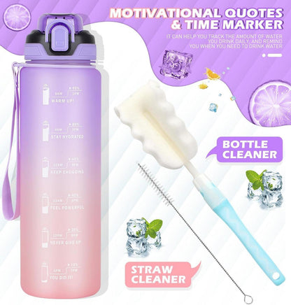 Codicile Trinkflasche 1l mit Strohhalm und Zeitmarkierung