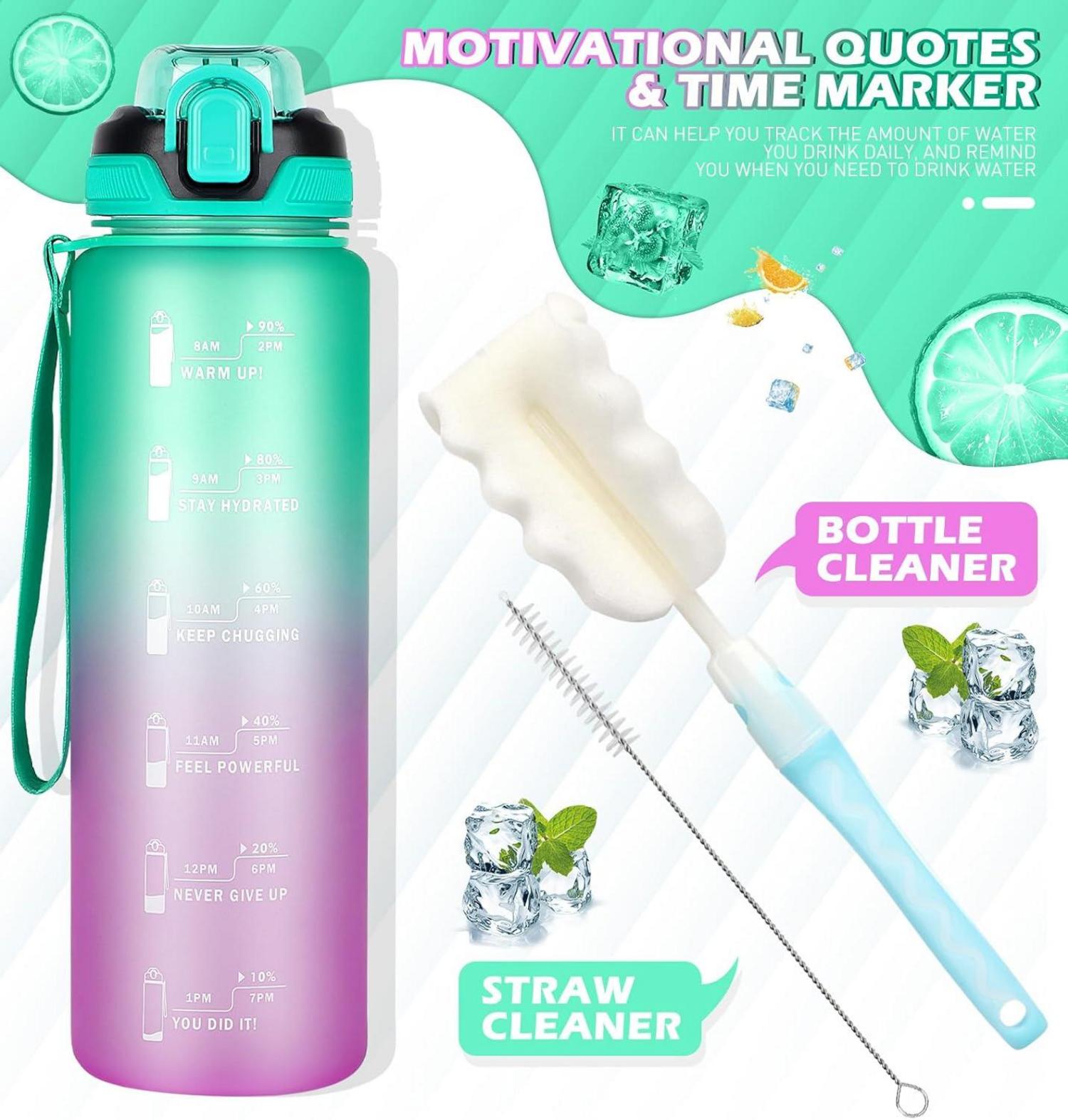 Trinkflasche 1l mit Strohhalm, Sportflasche