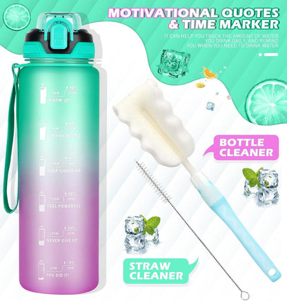Trinkflasche 1l mit Strohhalm, Sportflasche