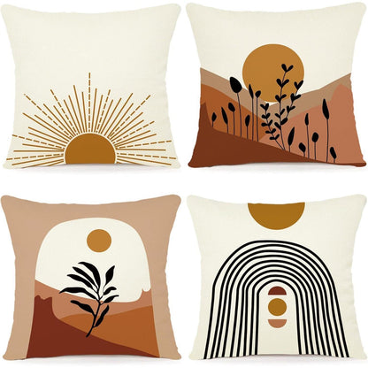 40x40 cm Kissenbezug Set aus Leinen – Geometrische Muster