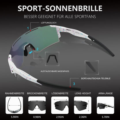 Polarisierte Sport-Sonnenbrille UV400 Wechselgläser Outdoor-Sportarten
