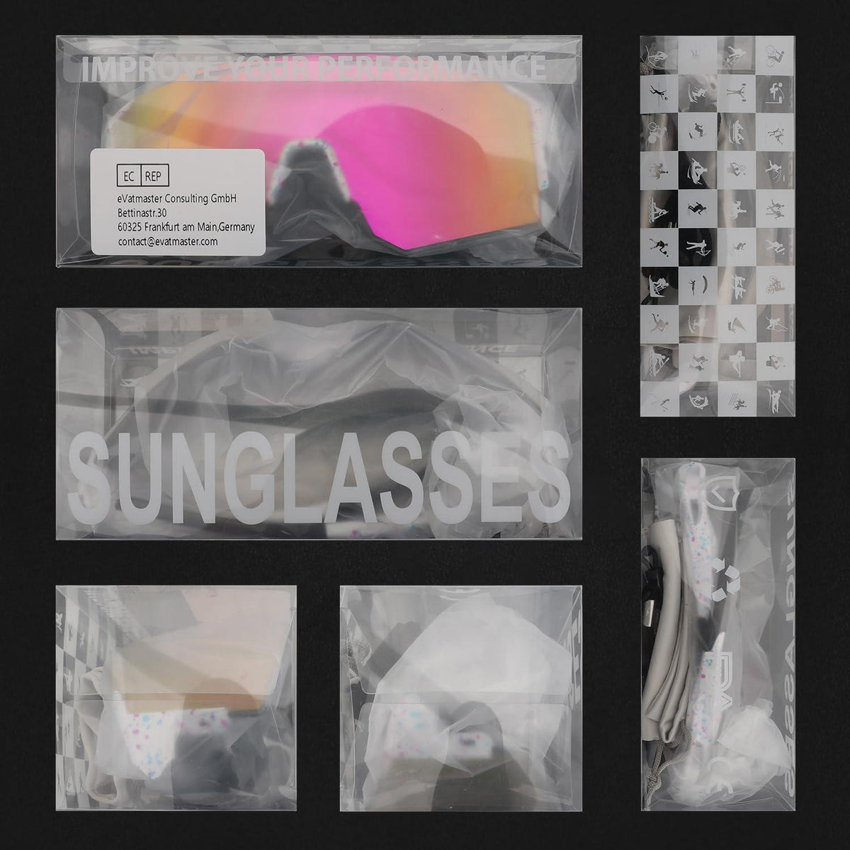 OULIQI Polarisierte Sportsonnenbrille UV400 mit Wechselgläsern
