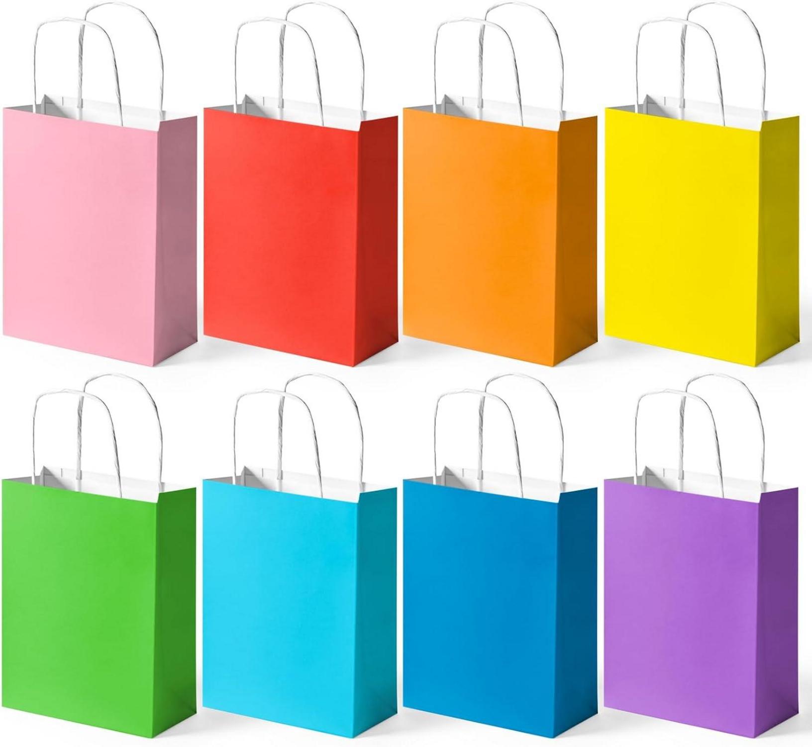26er Set Bunte Kraftpapiertüten Geschenktüten 20x14x7cm