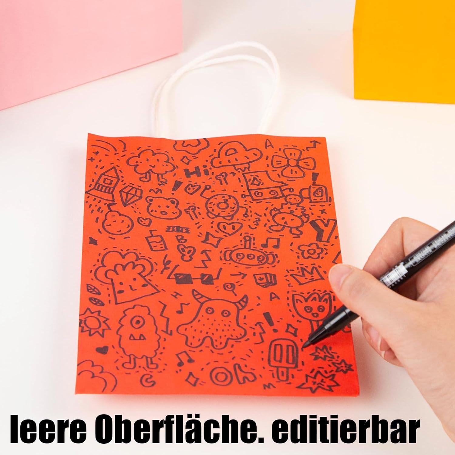 Kraftpapiertüten 26 Stück 20x14x7cm, Geschenktüten 8 Farben