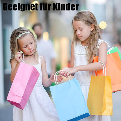 Kraftpapiertüten 26 Stück 20x14x7 cm Mehrfarbig mit Henkel