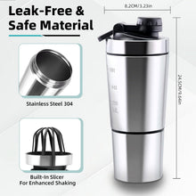 Protein Shaker Edelstahl 700+200ml Pulverfach Kugel Skala