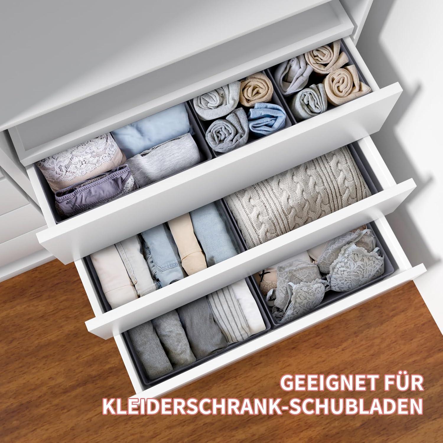 ORLISA 8-teiliges Set Kleiderschrank Organizer Aufbewahrungsboxen Grau Babykleidung