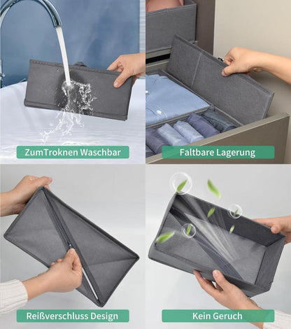 8-tlg. Aufbewahrungsbox Kleiderschrank Organizer Set Grau Washable