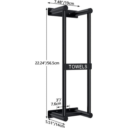 Badezimmer Handtuchhalter Schwarz 56cm Wandmontage für große Handtücher