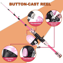 Kinder Angelset Teleskop-Angelrute und Angelrolle Set Pink