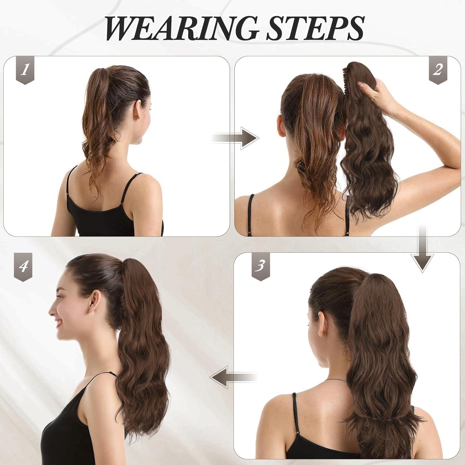 Lockige Pferdeschwanz Haarverlängerung 50 cm Synthetik Clip in