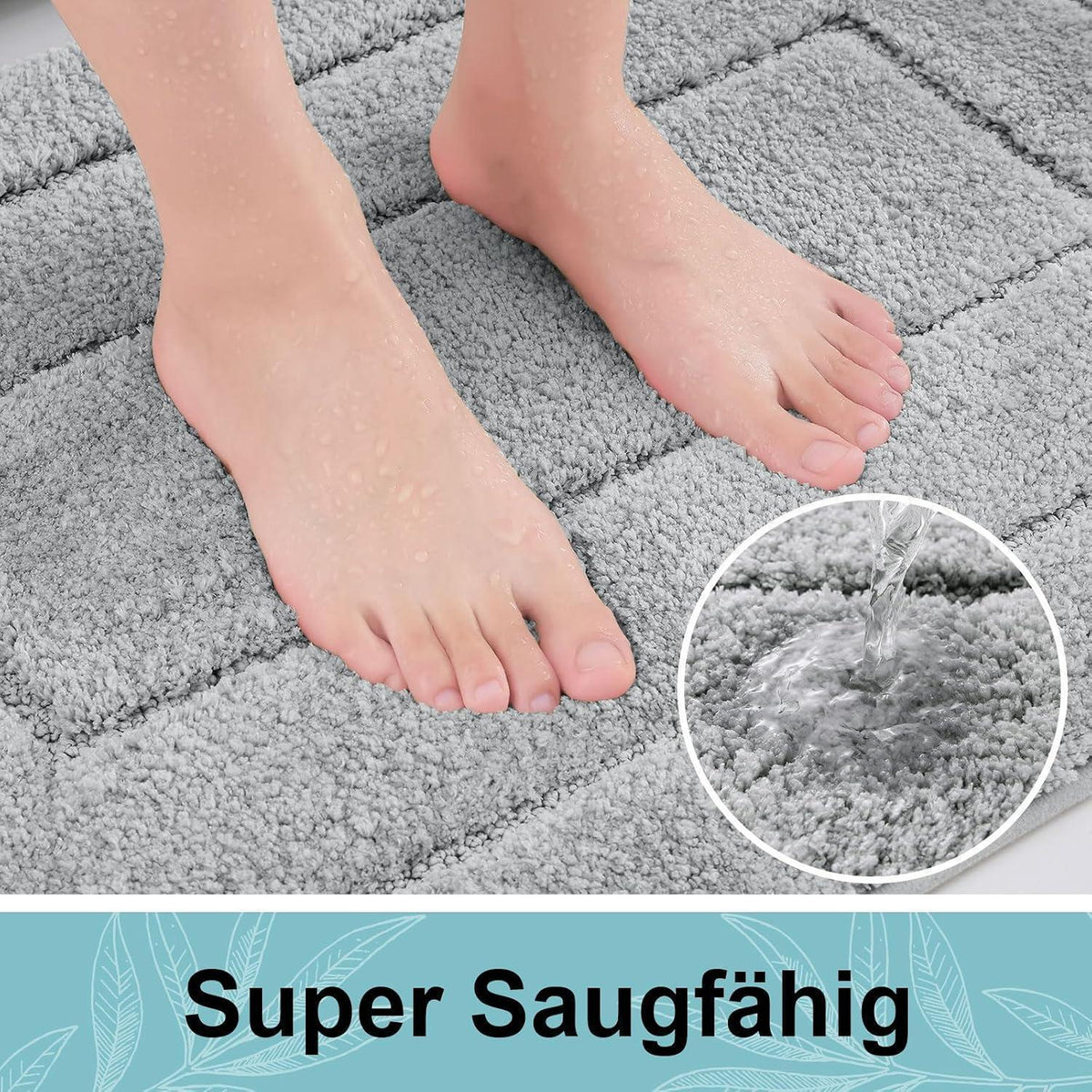 Mikrofaser Badteppich Grau – Rutschfest & Wasserabsorbierend 60x120 cm