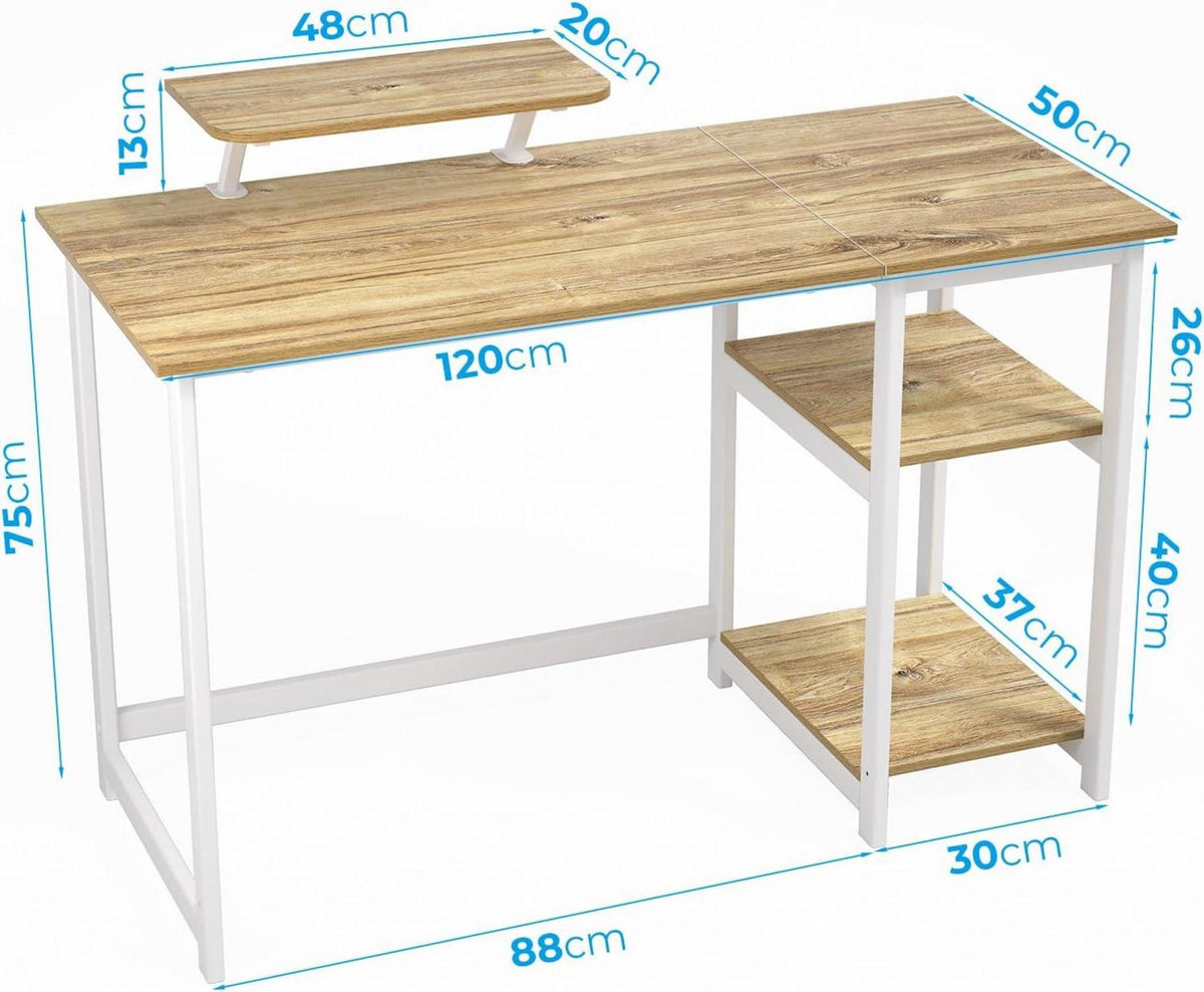 Schreibtisch mit Stauraum und Monitorständer 120 cm - Beige