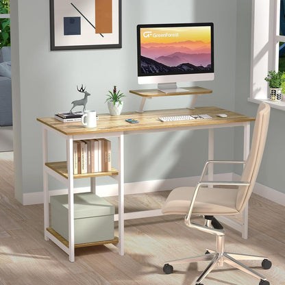 Schreibtisch 120cm mit Stauraum und Monitorständer, Beige