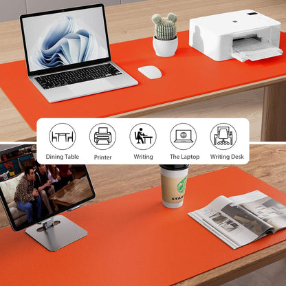 Aothia Schreibtischunterlage Mauspad Büro PU-Leder Rutschfest Orange