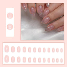 24 Stück Künstliche Nägel Kurz Mandel Rosa Glänzend Press on