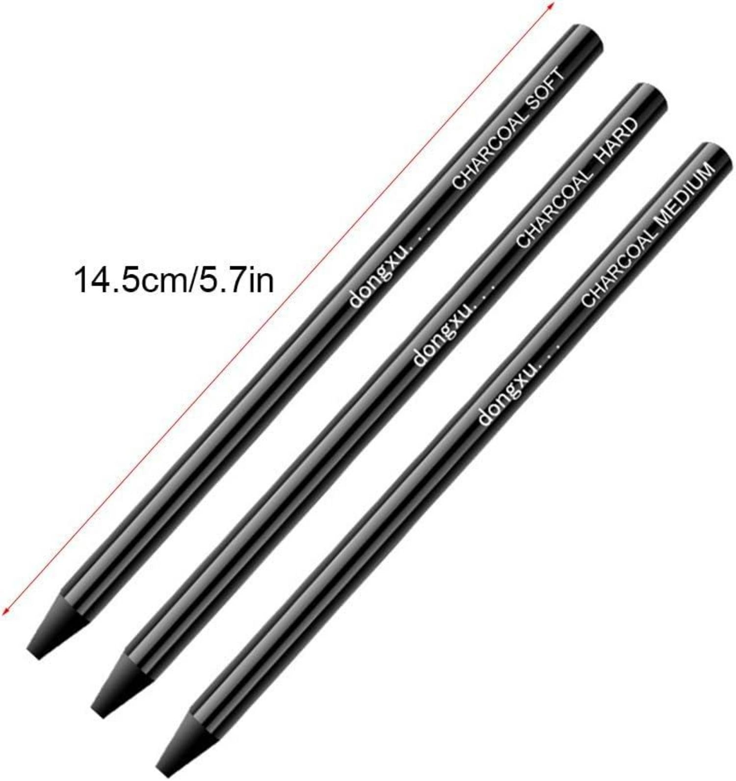 Professionelles Kohlestifte Set für Skizzen, 3 Stück