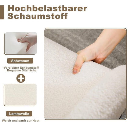 Mingone Loungesessel aus Lammwolle – Weißer Polsterstuhl mit Metallbeinen