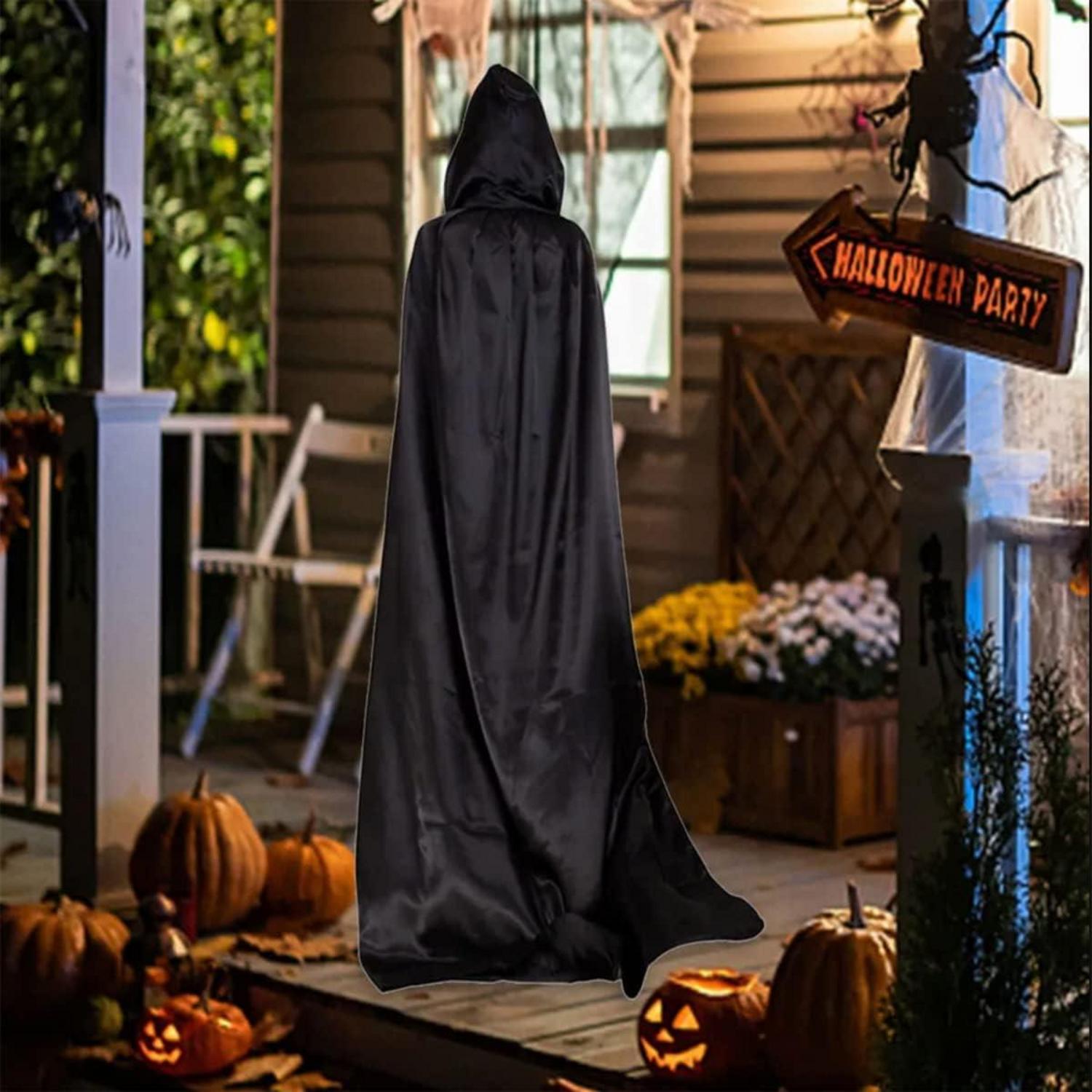 Kinder Vampir Umhang Halloween Kostüm Satin Kapuze 140CM
