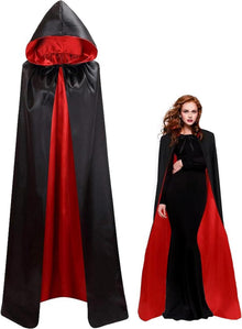 Halloween Vampir Umhang Kinder Satin Kapuze 120CM Doppelseitig