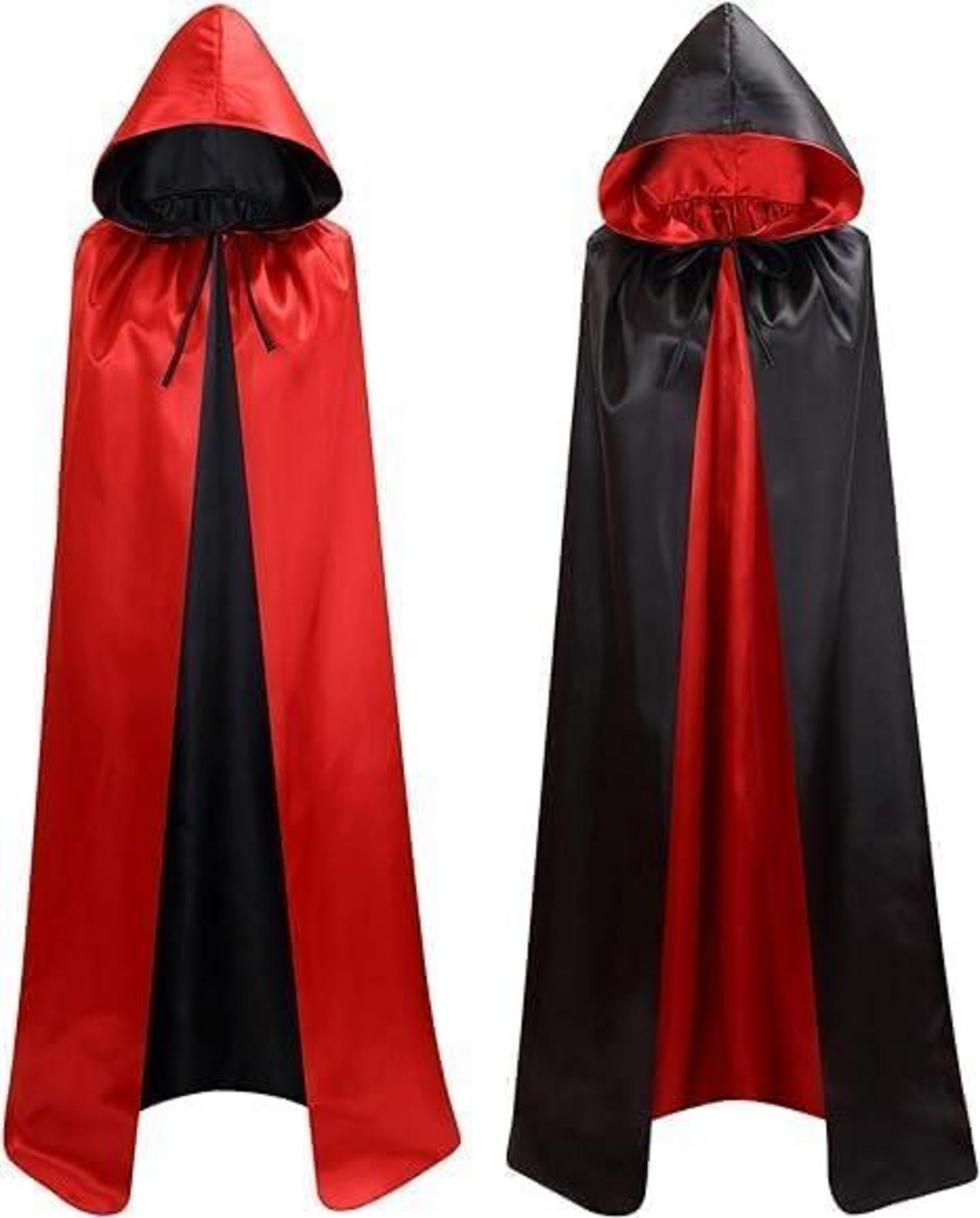 YIMOJOY Halloween Vampir Umhang Erwachsene Satin mit Kapuze 150CM/170CM Damen - XL