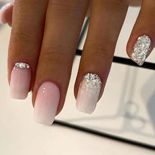 24 Stück Press on Nägel Kurz Rosa Gradient Acryl Fake Nails