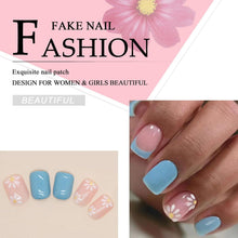 24 Stück Blaue Quadratische Press on Nails für Frauen