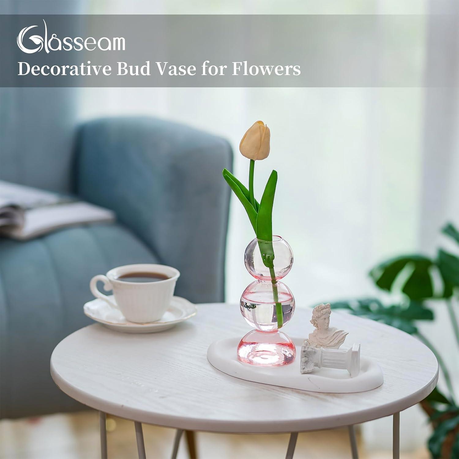 Kleine Rosa Blumenvase Bubble Glas Moderne Deko 3 Kugeln