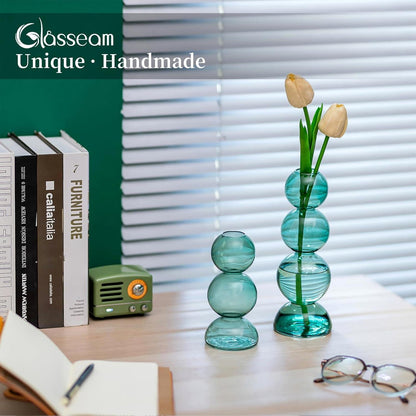 Moderne Grün Bubble Vase - Kleine Glasvase rund für Wohnzimmer Büro deco