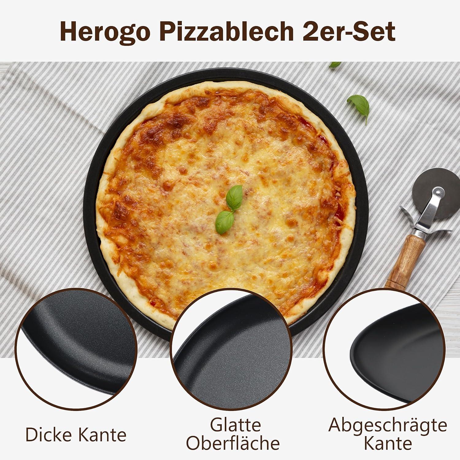Herogo Pizzablech Set 2er, 30 cm Rund Edelstahl
