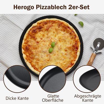 Herogo Pizzablech Set 2er, 30 cm Rund Edelstahl