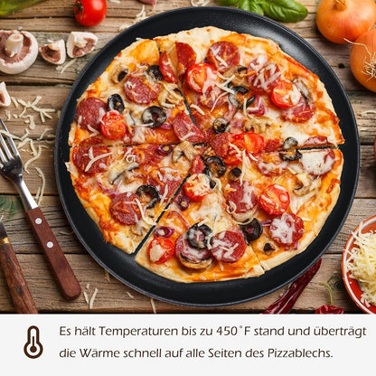 Herogo Pizzablech 2er Set 30 cm Rund Antihaftbeschichtet Schwarz