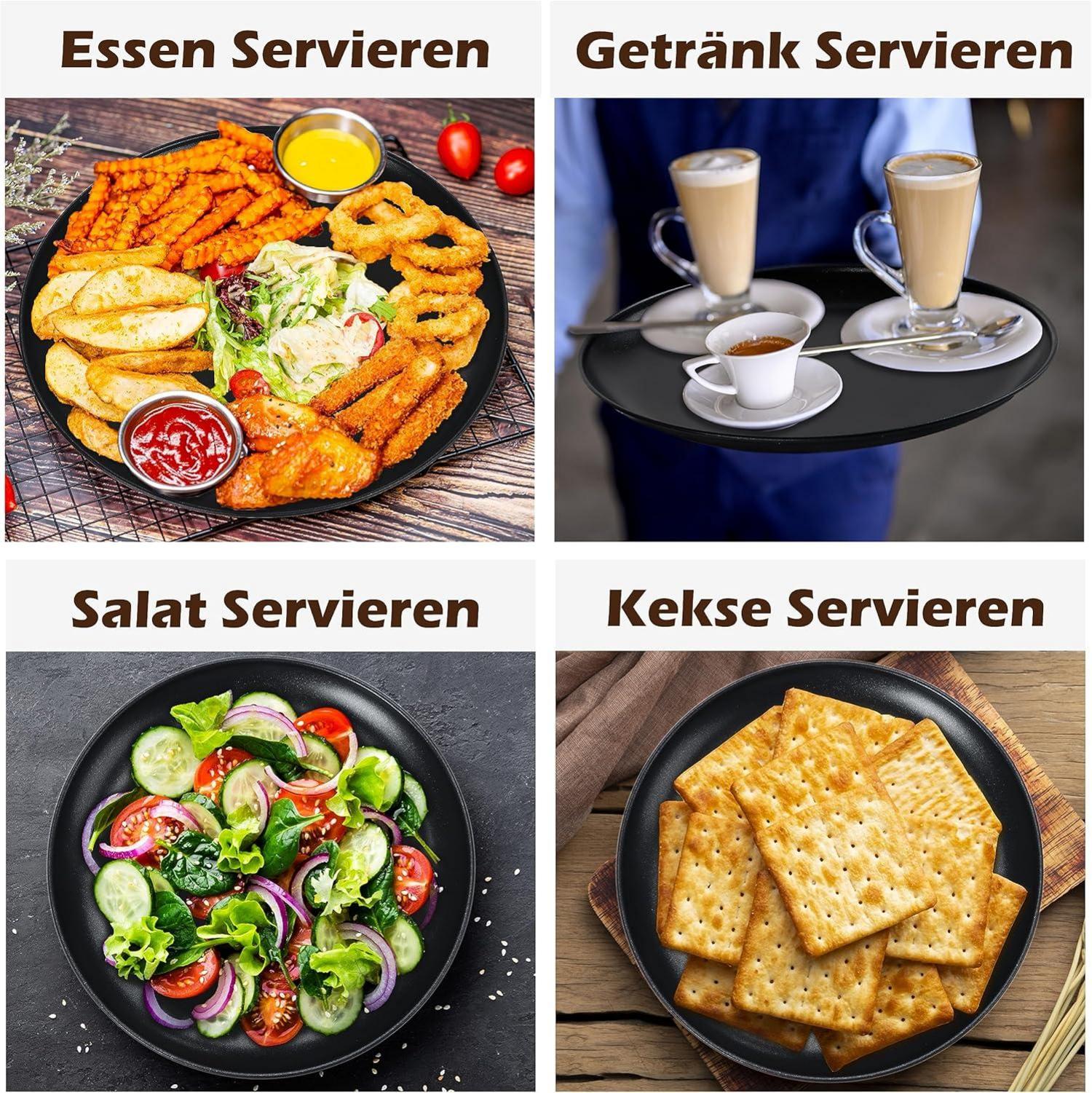 Pizzablech Set 2er ∅ 30cm Rund Edelstahl Antihaftbeschichtung Schwarz
