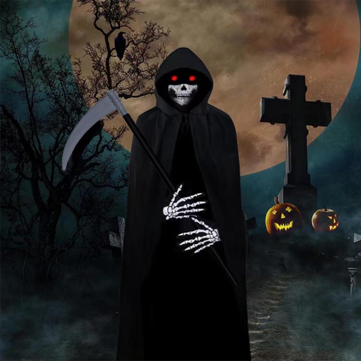 Halloween Umhang Schwarz Set 170/190CM Erwachsener Sensenmann Kostüm