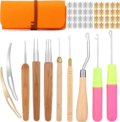 Dreadlock-Häkelnadel-Set mit Etui, 8-teilig