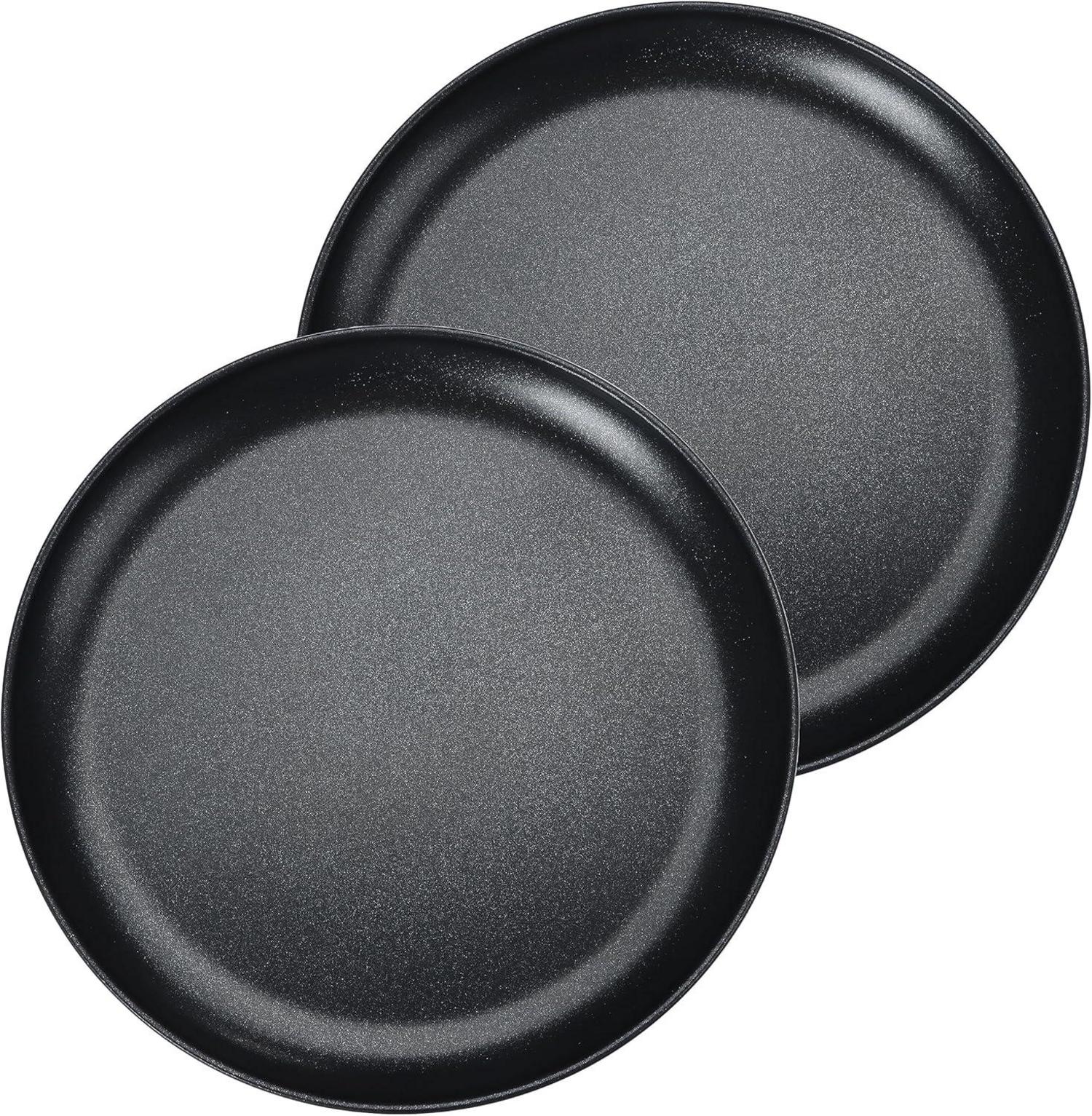 Pizzablech Set 2er ∅ 26 cm Rund Edelstahl Antihaftbeschichtung Schwarz