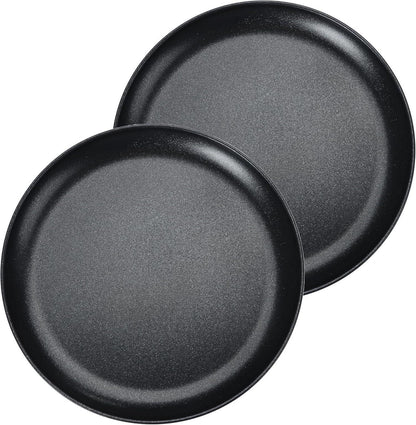 Pizzablech Set 2er ∅ 26 cm Rund Edelstahl Antihaftbeschichtung Schwarz