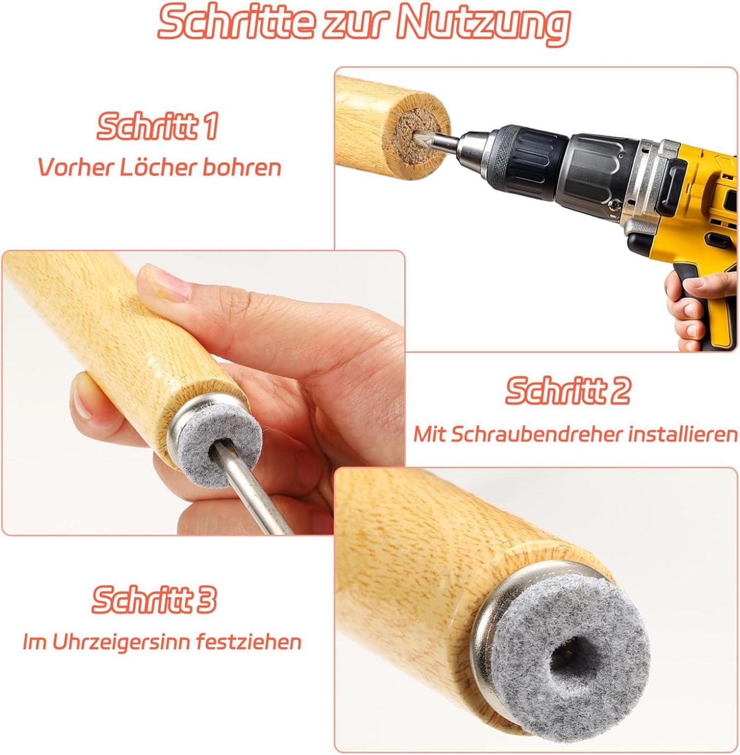 40 Filzgleiter Schrauben 22 mm Stuhl Möbelgleiter Nagel Filz Grau