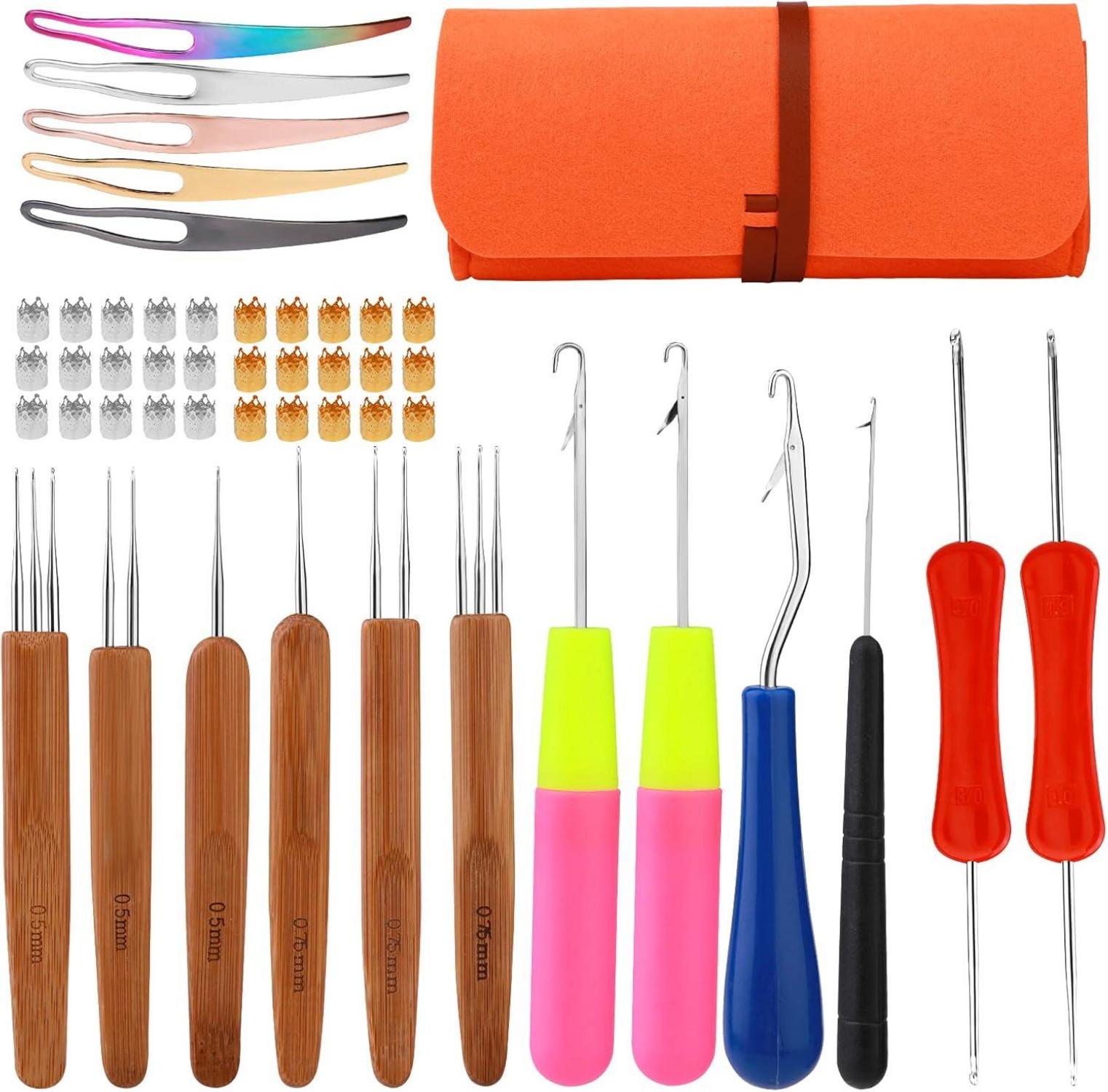 48-teiliges Dreadlock-Häkelnadel-Set mit Etui & Zubehör