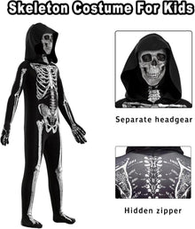 YIMOJOY Skelett Kostüm Kinder Halloween Grim Reaper Unisex