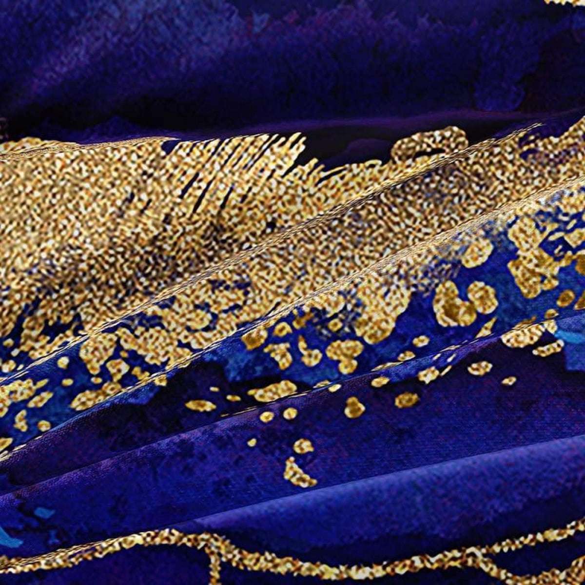 4tlg. Bettwäsche Set Marmor Gold Blau 135x200 cm Mikrofaser