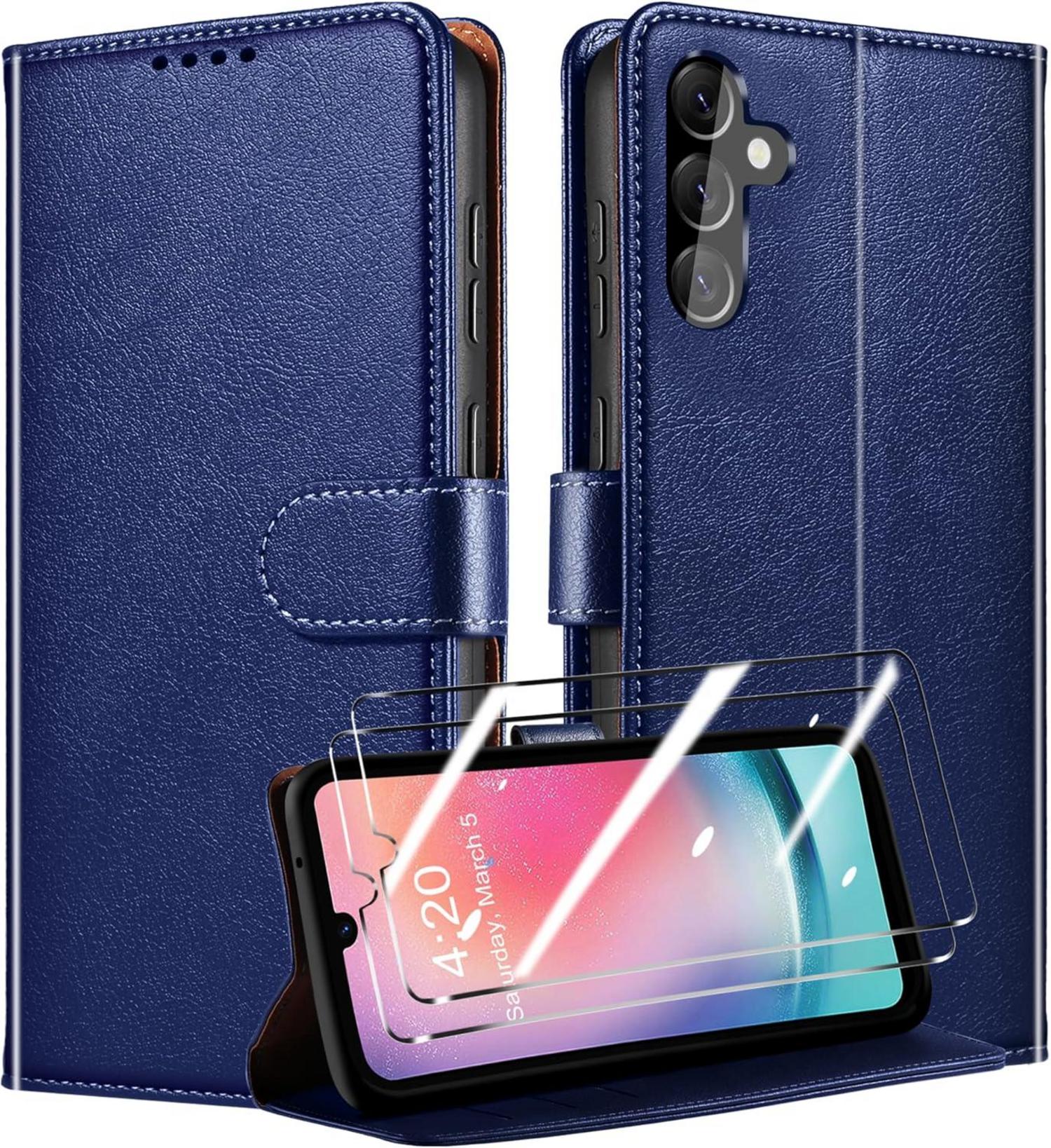 Handyhülle Samsung Galaxy A24 4G RFID Schutz Flip Case Blau