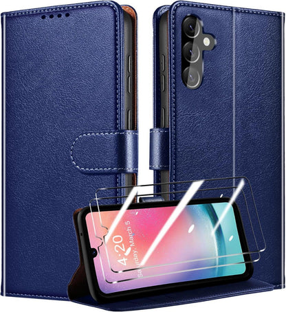 Handyhülle Samsung Galaxy A24 4G RFID Schutz Flip Case Blau