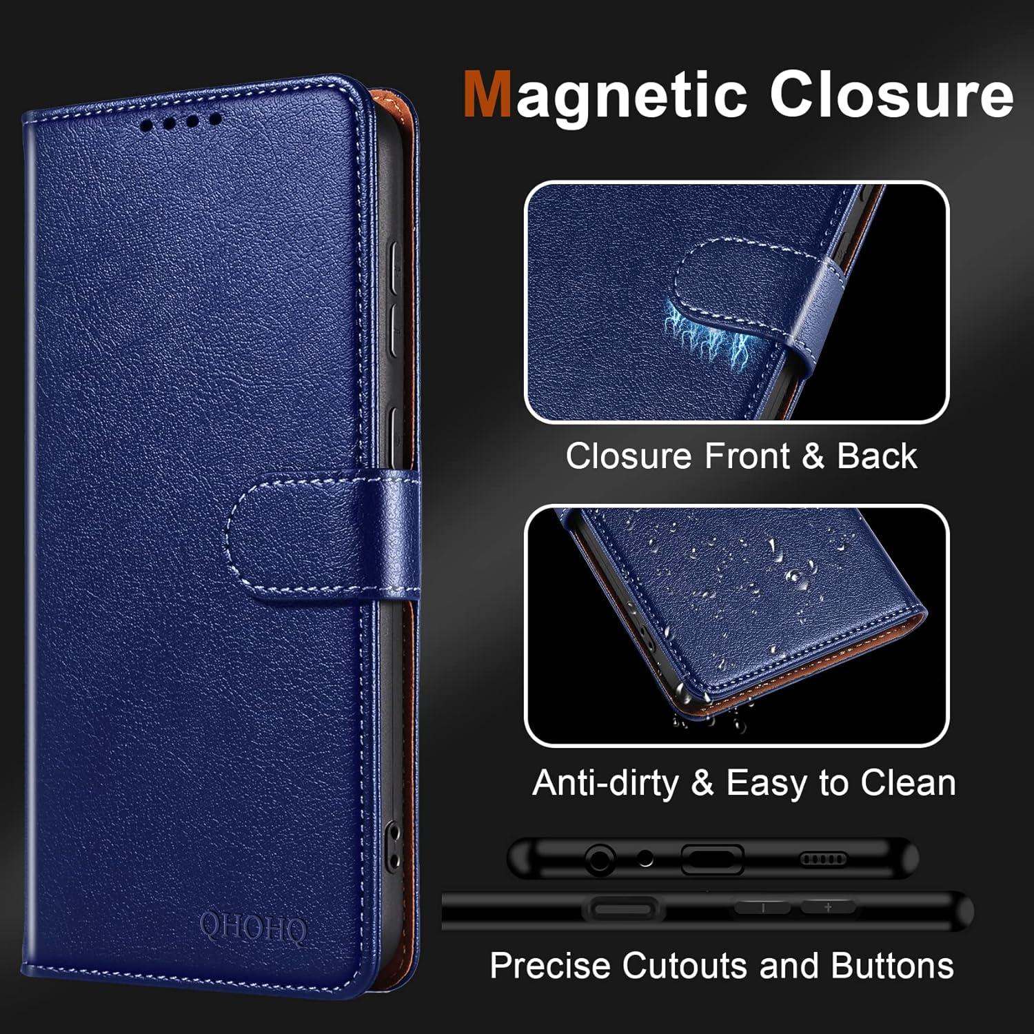 Handyhülle Samsung Galaxy A24 4G Blau PU Leder Flip Case + Panzer Schutz Glas
