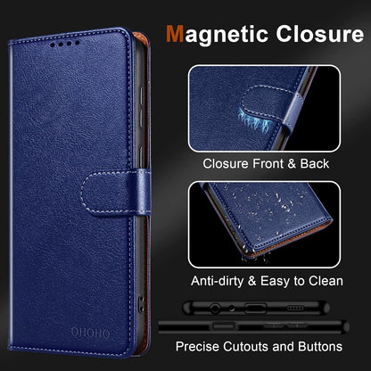 Handyhülle Samsung Galaxy A24 4G Blau PU Leder Flip Case + Panzer Schutz Glas