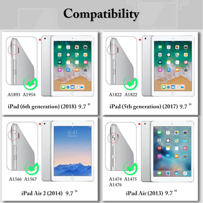 iPad 9.7 Zoll Hülle Schwarz mit Standfunktion und Magnet