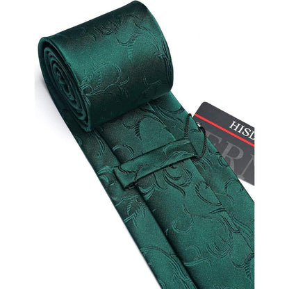 Krawatten-Set mit Einstecktuch, Paisley, Grün