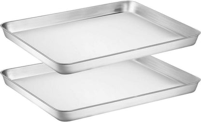 Backblech Set Edelstahl für Backen & Braten, 2tlg. 40x30x2,5cm